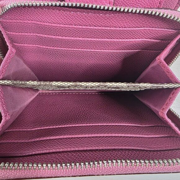 Coach Medium‎ Corner Zip Wallet Crossgrain Leather Silver Pink F52692 - Picture 7 of 15